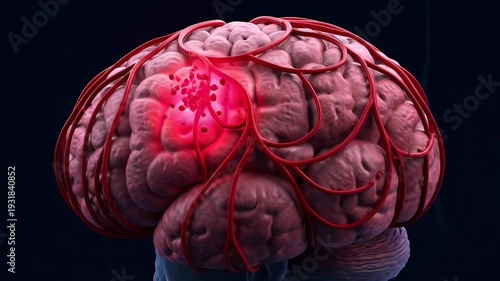 Brain Stroke Illustration: Medical Research, Neurological Health, Cerebrovascular Accident, Hemorrhage, Ischemia, Diagnosis, Treatment