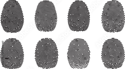 Black Solid Whorl Pattern Silhouettes Set of Six on White Background