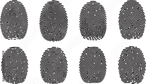 Black Solid Whorl Pattern Silhouettes Set of Six on White Background