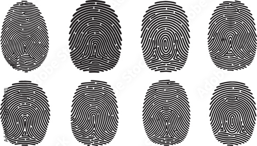 Black Solid Whorl Pattern Silhouettes Set of Six on White Background