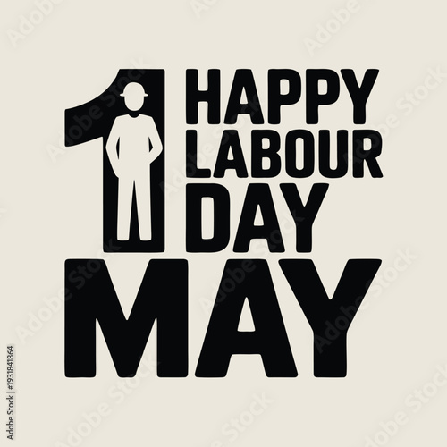 Happy labour day may a graphic design with a worker silhouette
