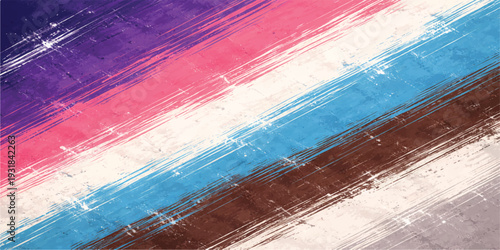 Colourful Abstract Brush Stroke Background with Purple, Pink, Blue and Brown Diagonal Paint Stripes – Artistic Grunge Texture.