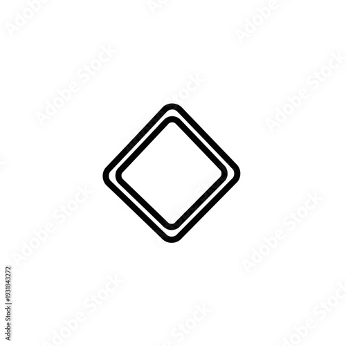 A black and white image of a diamond shape