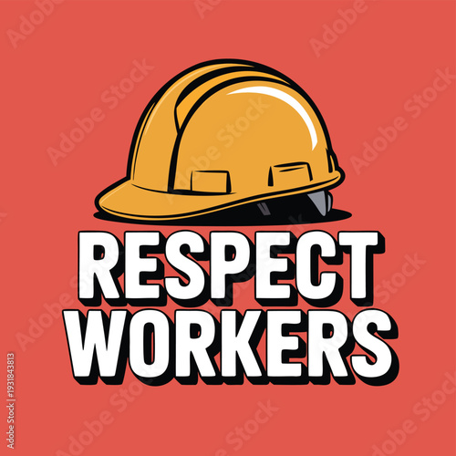 Construction helmet illustration with a message supporting skilled laborers