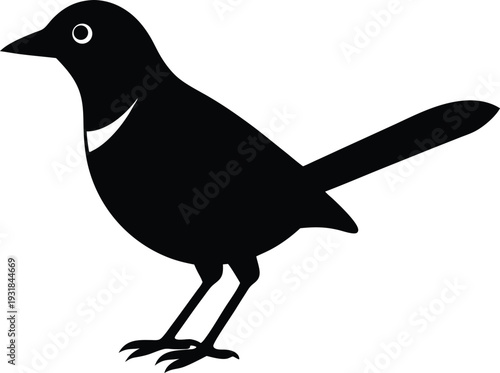 Black Faced Laughingthrush Silhouette Vector Art Illustration