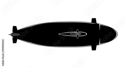 Black Blimp Airship Illustration on White Background. Vector Illustrations. EPS Editable