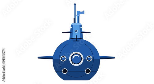 Blue Industrial Machine Component Isolated White. Vector Illustrations. EPS Editable