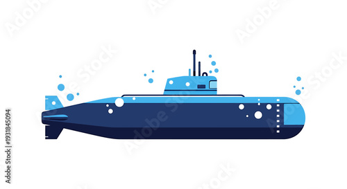 Blue Submarine Underwater Vehicle Illustration. Vector Illustrations. EPS Editable