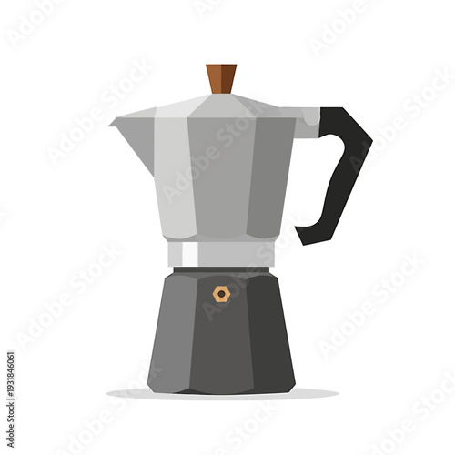 Classic Moka Pot Coffee Maker Flat Design Illustration. Vector Illustrations. EPS Editable