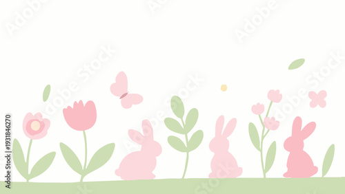 Nordic-style, simple illustrations evoking spring. The breath of spring. The image of fresh greenery.