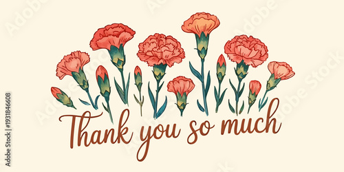 Thank you message with pink flowers