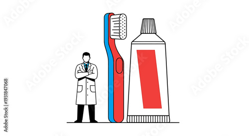 Dentist with Toothbrush and Toothpaste Illustration. Vector Illustrations. EPS Editable