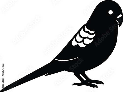 Budgerigar Budgie Silhouette Vector Art Illustration