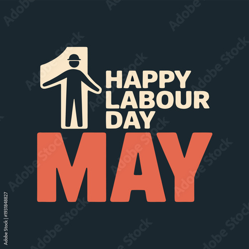Happy labour day may a stylized worker silhouette illustration