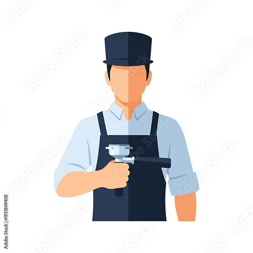 Illustration of a man holding a wrench. Vector Illustrations. EPS Editable
