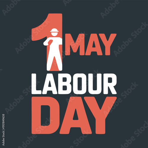 May day labour day celebration graphic with a raised fist symbol