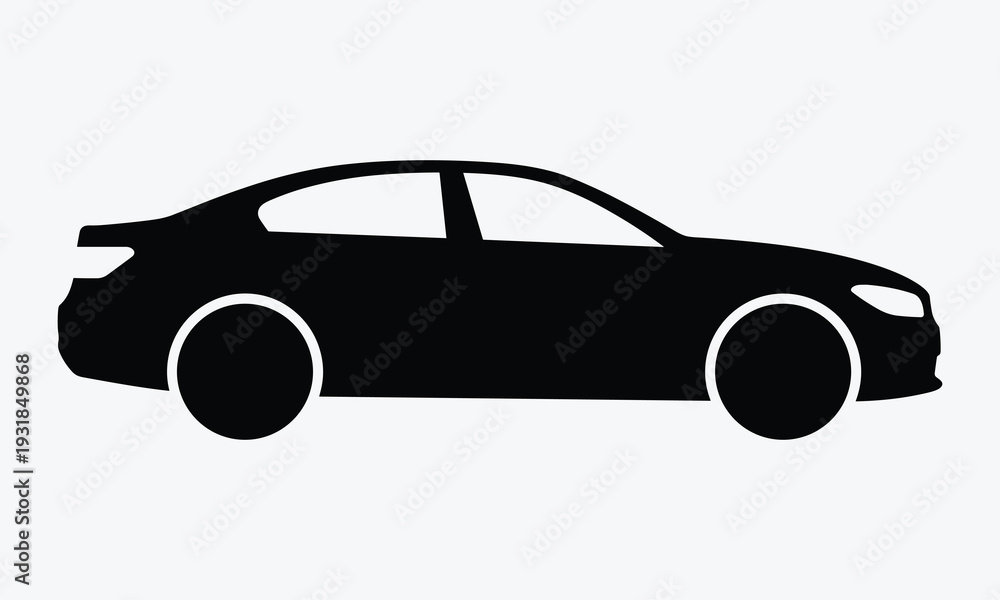 Fototapeta premium Modern black car silhouette on white background