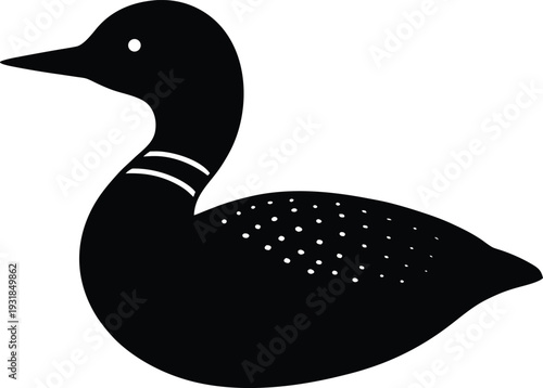 Common Loon Silhouette Vector Art Illustration