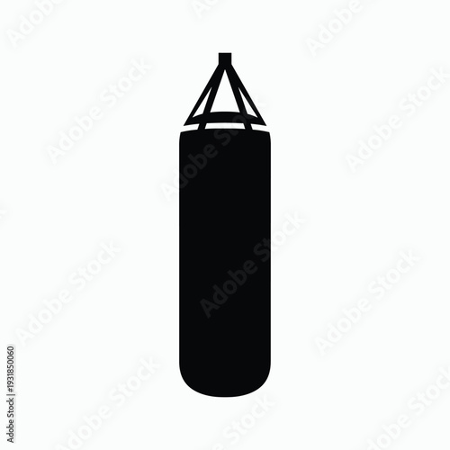 Punching bag hanging from sturdy ropes in gym
