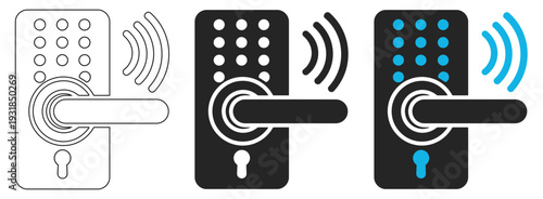 Smart Door Lock Vector Icon Set for Home Security and Digital Access Systems