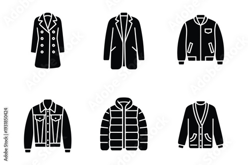Outerwear Fashion Garments Icon Set