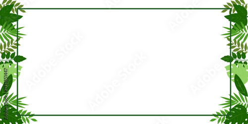 Modern tropical leaves background featuring green botanical elements with clean copy space composition. Perfect for banner design, branding, social media, advertising, presentation, packaging