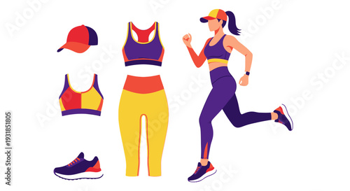 Vector illustration of a smiling woman posing in a bikini and red dress cartoon style