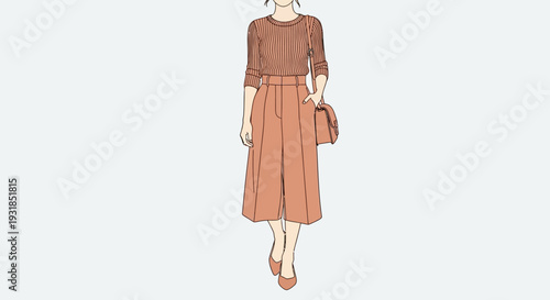 Female mannequin wearing fashionable clothing standing isolated on a white background