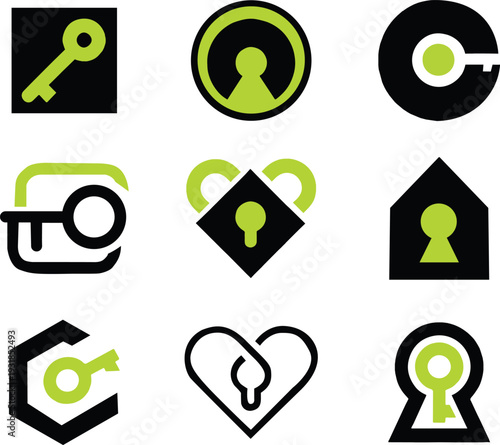 Security Lock Icon Set – Padlock Safety Vector Illustration