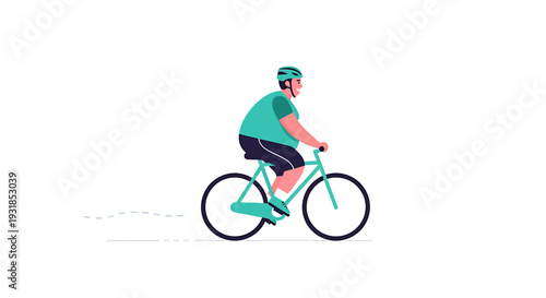 Man riding bicycle on white background side view illustration. Vector Illustrations. EPS Editable