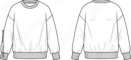 White crewneck sweatshirt front and back view clothing fashion