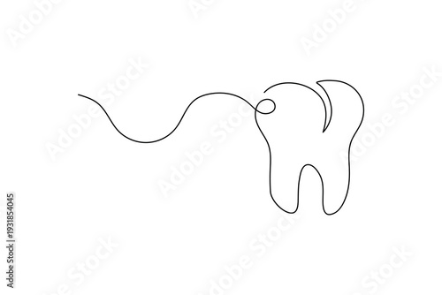 Tooth continuous one line drawing minimalist outline vector illustration
