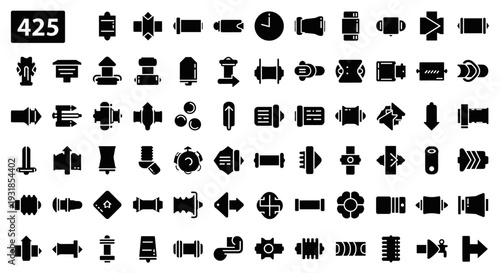 A comprehensive collection of 425 black and white vector icons, featuring a wide range of symbols for diverse applications and design needs