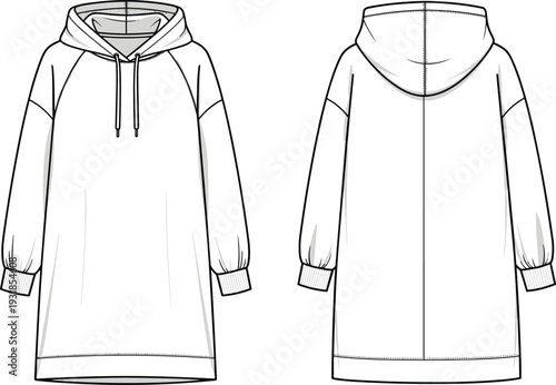 White hoodie dress front and back view clothing fashion
