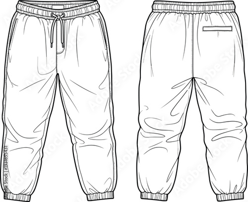 White sweatpants front and back view joggers athletic wear clothing