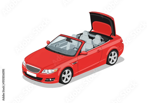 Red Convertible Car Model with Open Doors.