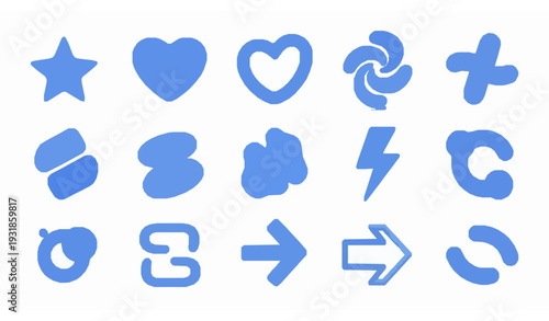 Futuristic glossy blue 3D abstract symbol vector pack