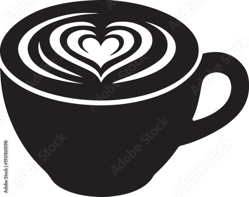 A beautifully designed cup of coffee with a heart shaped latte art on top