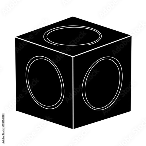 A sleek black audio loudspeaker woofer vector illustration isolated on a white background for stereo sound equipment design