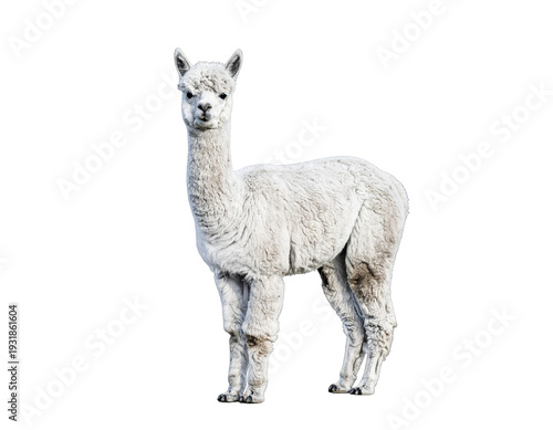 Alpaca illustration on white background with textured wool and slender stance