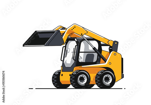 Yellow Skid Steer Loader Illustration.