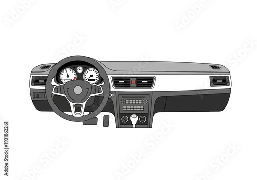 Car Dashboard Interior Steering Wheel Controls.