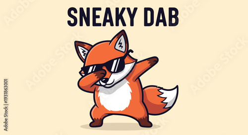 Cartoon Fox Dancing Dab Gesture.