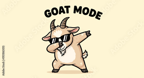 Cartoon Goat Wearing Sunglasses and Dancing.