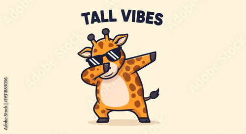 Cartoon Giraffe Dancing with Sunglasses On.