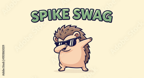 Cartoon Hedgehog Wearing Sunglasses and Dancing.