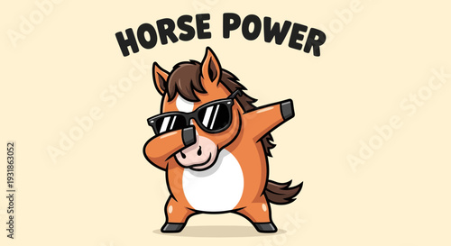 Cartoon Horse Wearing Sunglasses and Dancing.