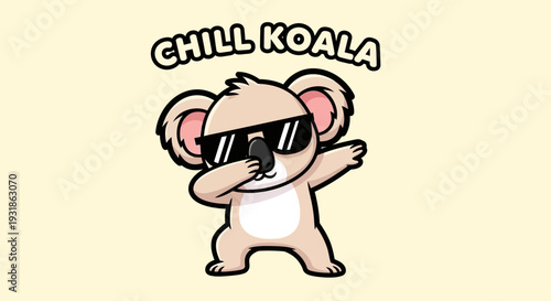 Cartoon Koala Wearing Sunglasses Relaxing.