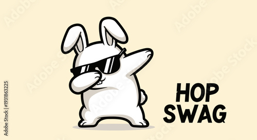 Cool Cartoon Rabbit Wearing Sunglasses.