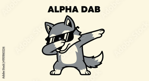Cool Cartoon Wolf Dabbing with Sunglasses.